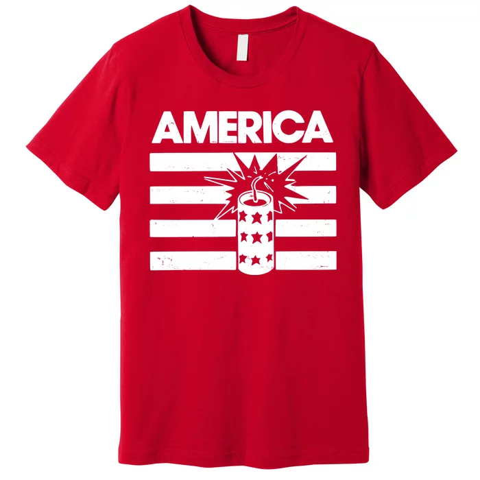 America Firework 4th Of July Flag Premium T-Shirt