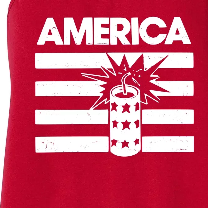 America Firework 4th Of July Flag Women's Racerback Tank