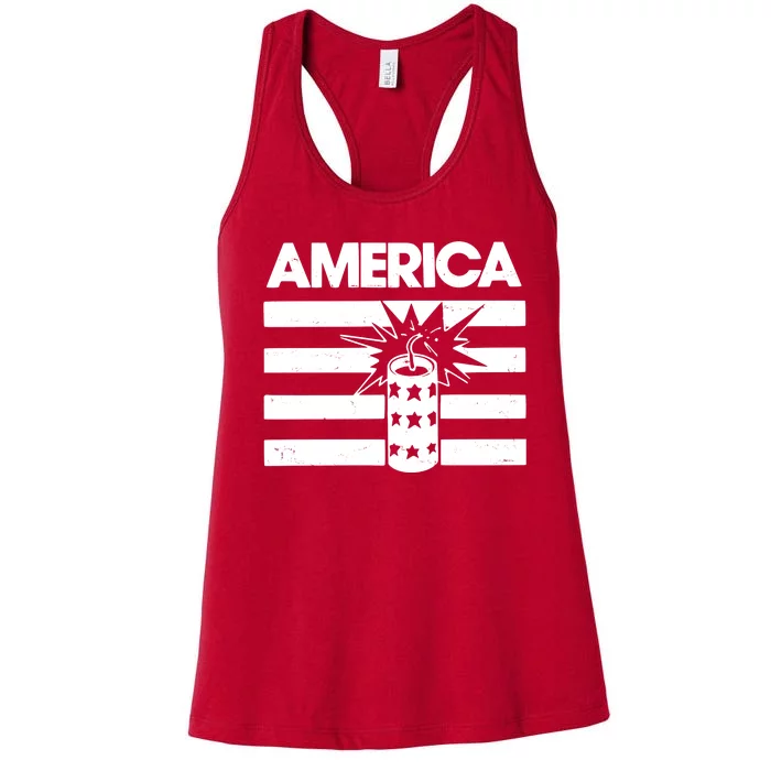 America Firework 4th Of July Flag Women's Racerback Tank