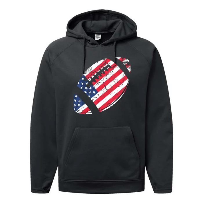 American Football 4th July American Flag Patriotic Gift Performance Fleece Hoodie