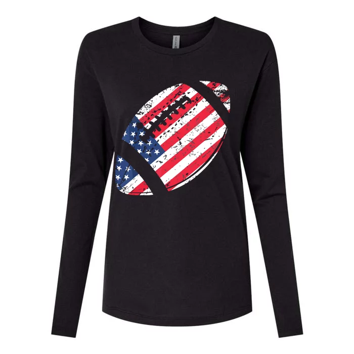 American Football 4th July American Flag Patriotic Gift Womens Cotton Relaxed Long Sleeve T-Shirt