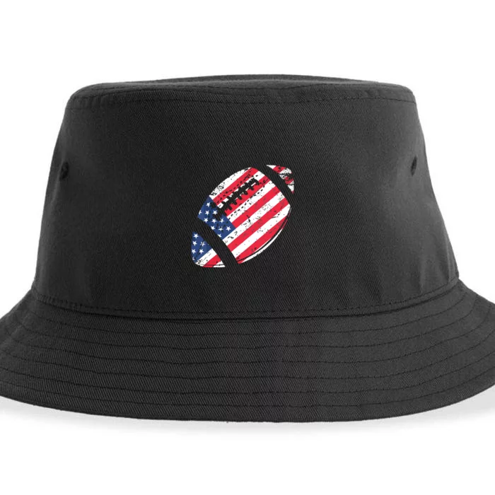 American Football 4th July American Flag Patriotic Gift Sustainable Bucket Hat