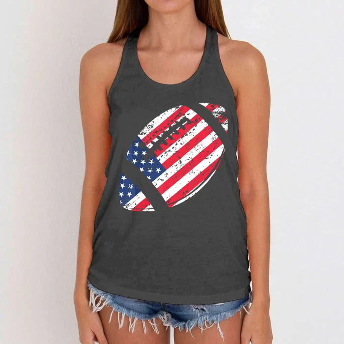 American Football 4th July American Flag Patriotic Gift Women's Knotted Racerback Tank