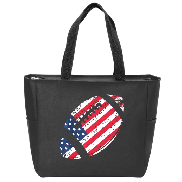 American Football 4th July American Flag Patriotic Gift Zip Tote Bag