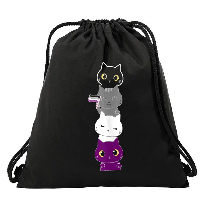 Asexuality Flag Animal Cat Ace Pride Demisexual Gift Asexual Drawstring Bag