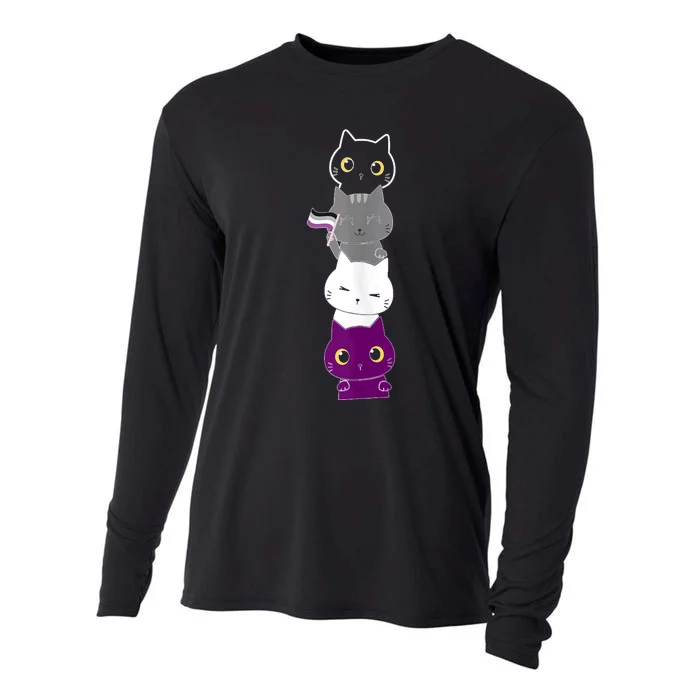 Asexuality Flag Animal Cat Ace Pride Demisexual Gift Asexual Cooling Performance Long Sleeve Crew