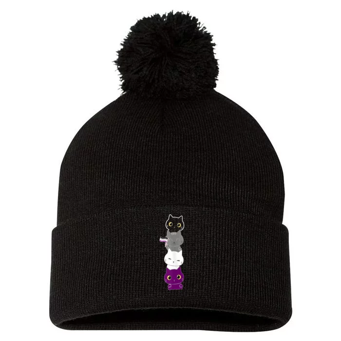 Asexuality Flag Animal Cat Ace Pride Demisexual Gift Asexual Pom Pom 12in Knit Beanie