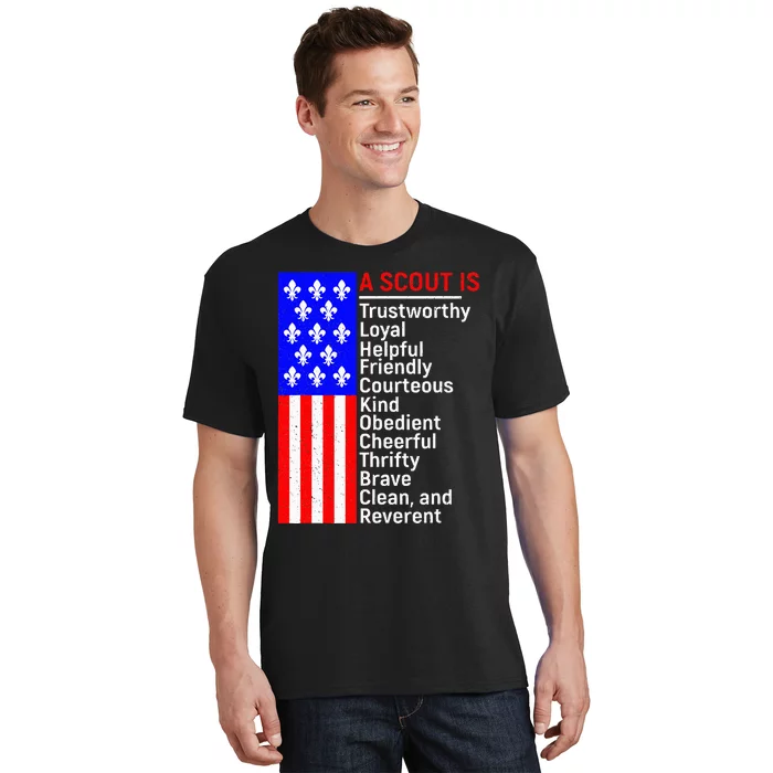 American Flag A Scout Is Trustworthy Friendly Courteous T-Shirt