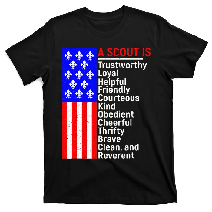 American Flag A Scout Is Trustworthy Friendly Courteous T-Shirt