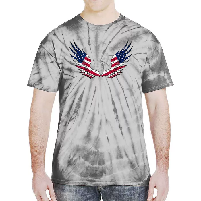 American Flag Angel Wings 4th Of July S For Men Tie-Dye T-Shirt