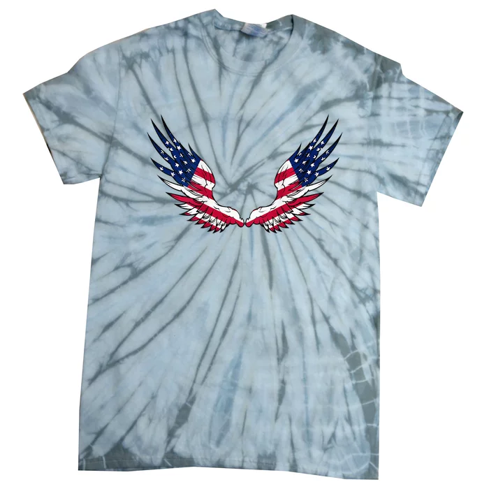 American Flag Angel Wings 4th Of July S For Men Tie-Dye T-Shirt