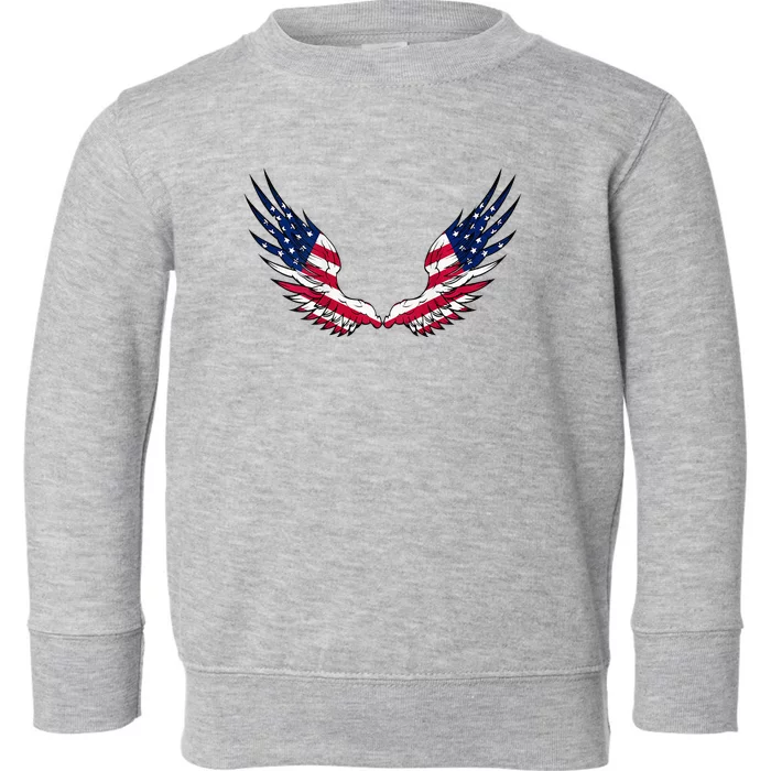 American Flag Angel Wings 4th Of July S For Men Toddler Sweatshirt