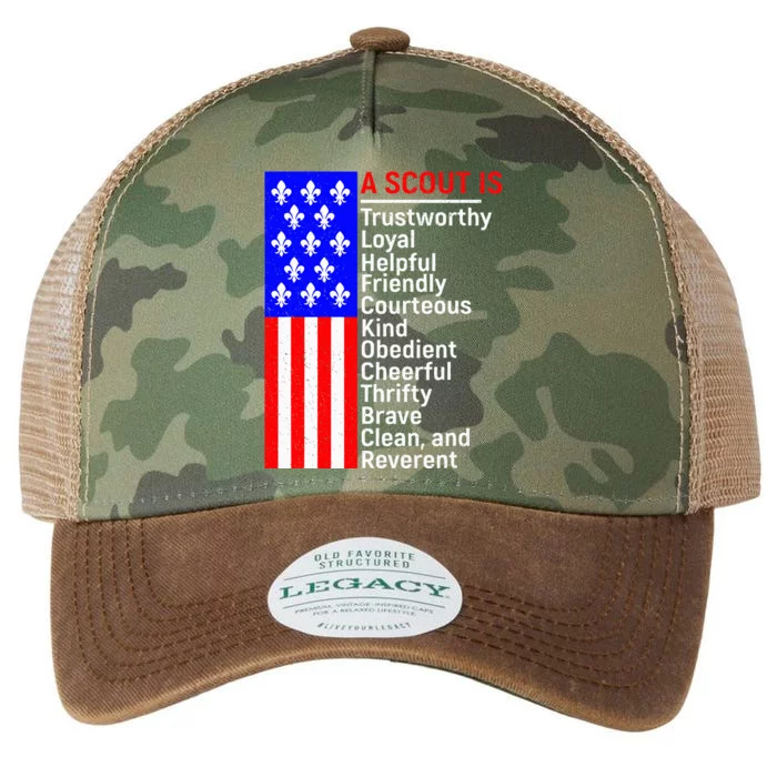 American Flag A Scout Is Trustworthy Friendly Courteous Legacy Tie Dye Trucker Hat