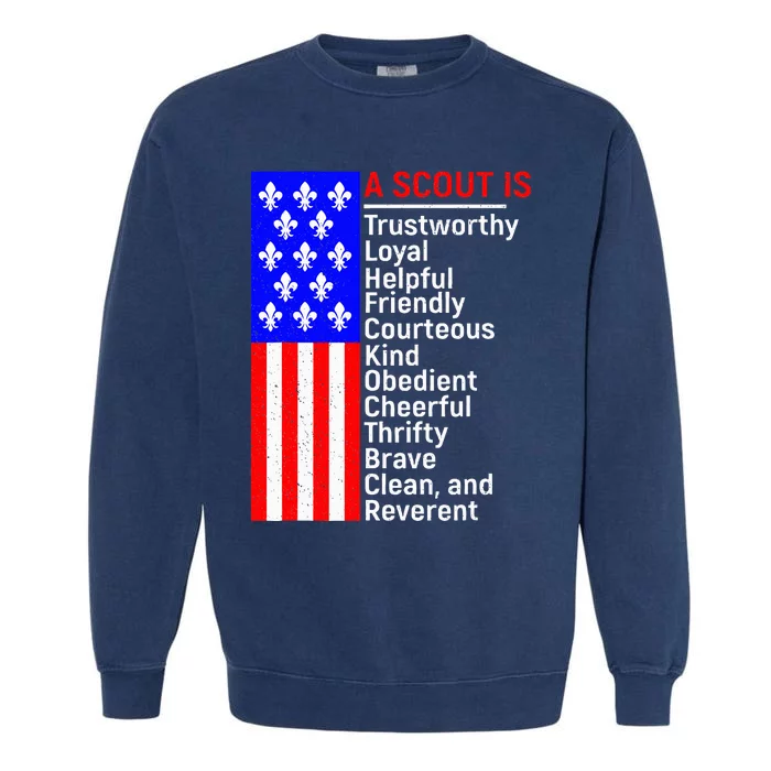 American Flag A Scout Is Trustworthy Friendly Courteous Garment-Dyed Sweatshirt