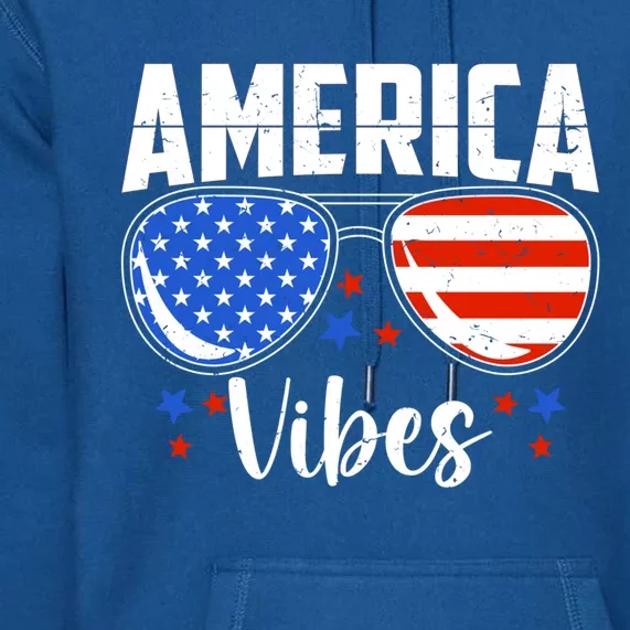 American Flag America Vibes 4th Of July Great Gift Premium Hoodie