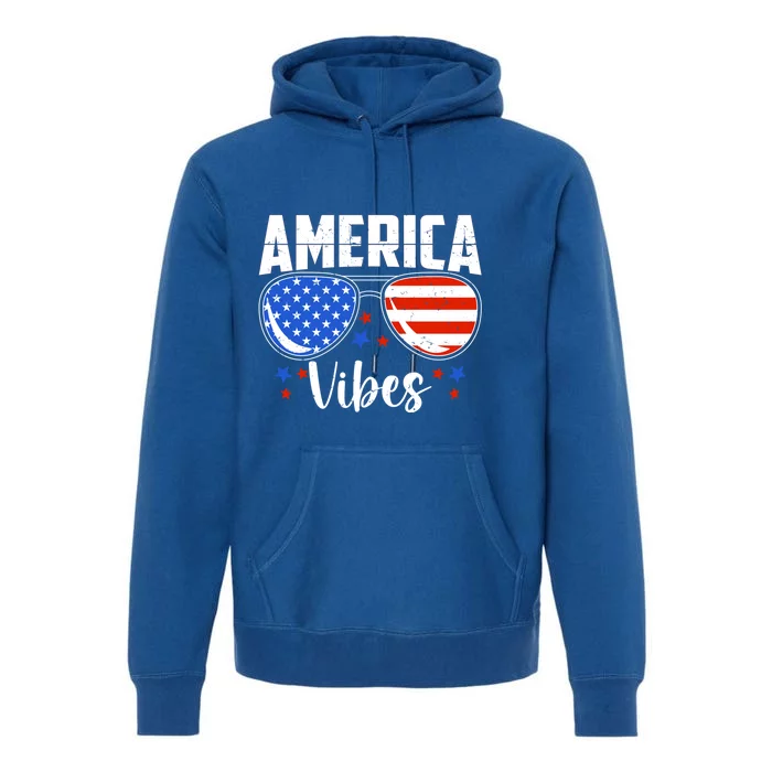 American Flag America Vibes 4th Of July Great Gift Premium Hoodie