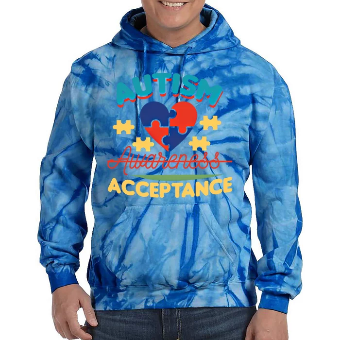 Acceptance For Autism Awareness Gift Tie Dye Hoodie