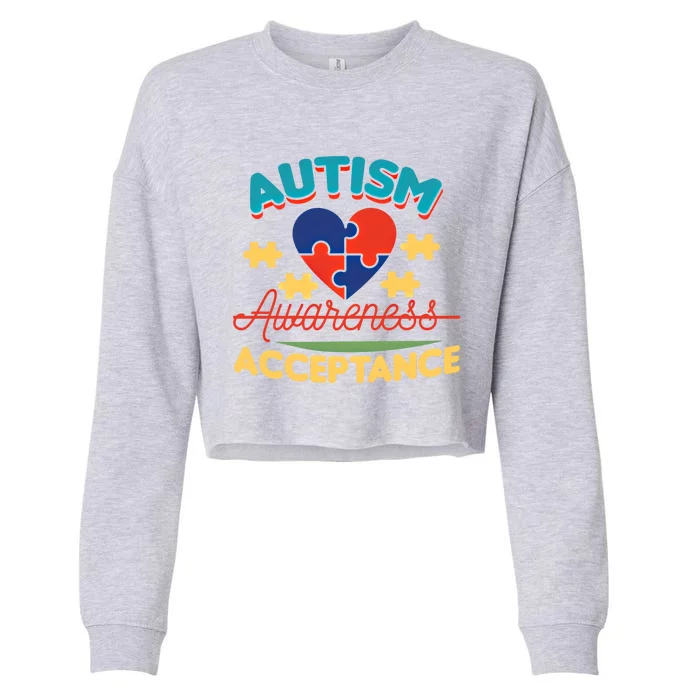 Acceptance For Autism Awareness Gift Cropped Pullover Crew