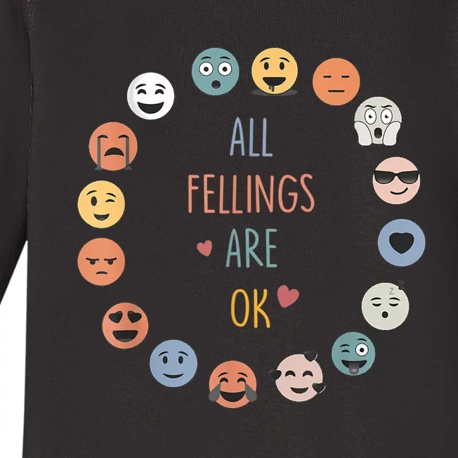 All Feeling Are Okay Funny School Teacher Psychologist Baby Long Sleeve Bodysuit