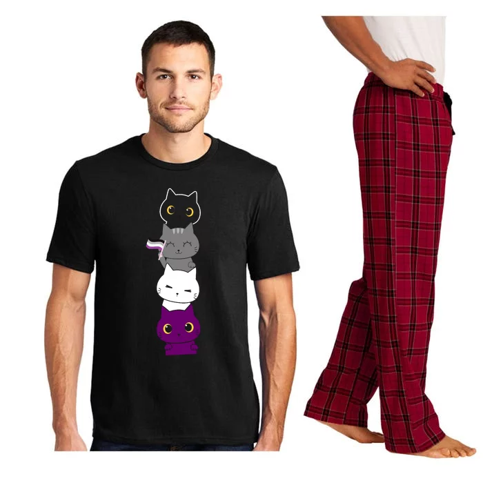 Asexuality Flag Animal Cat Ace Pride Demisexual Gift Asexual Pajama Set