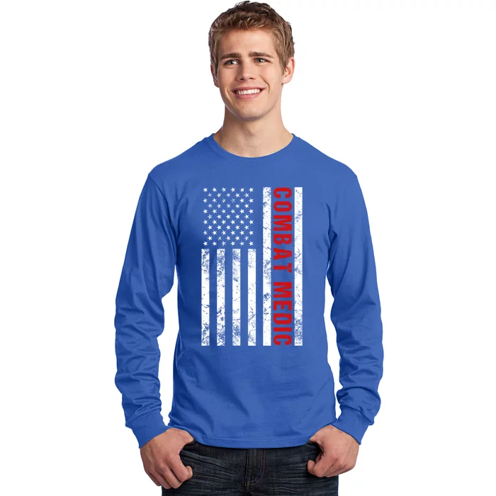 American Flag Army Combat Medic Cute Gift Long Sleeve Shirt