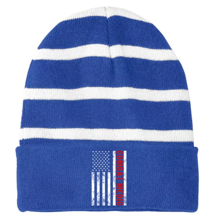 American Flag Army Combat Medic Cute Gift Striped Beanie with Solid Band