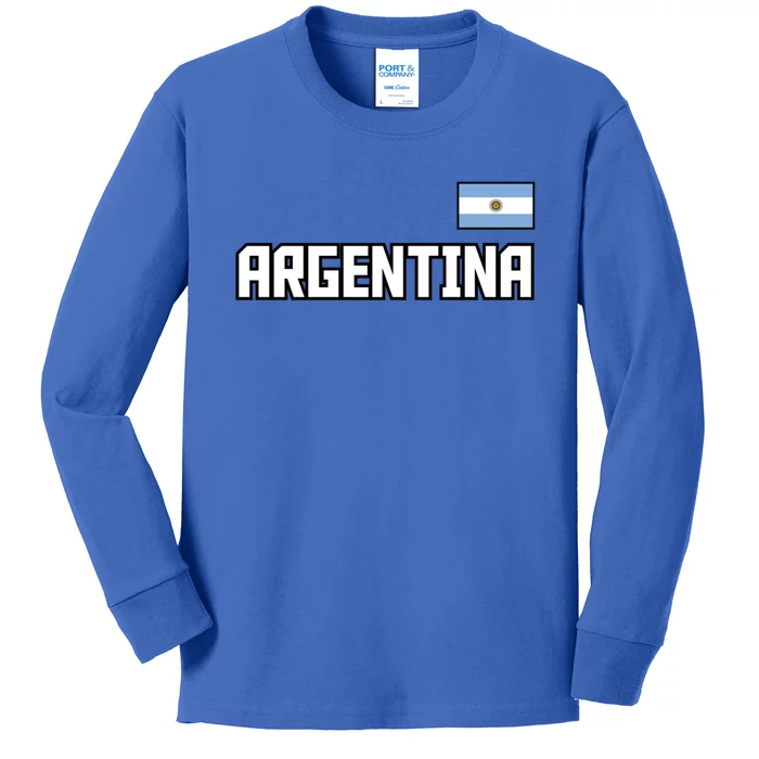 Argentina Flag Argentinian Pride Athletic Style Country Meaningful Gift Kids Long Sleeve Shirt