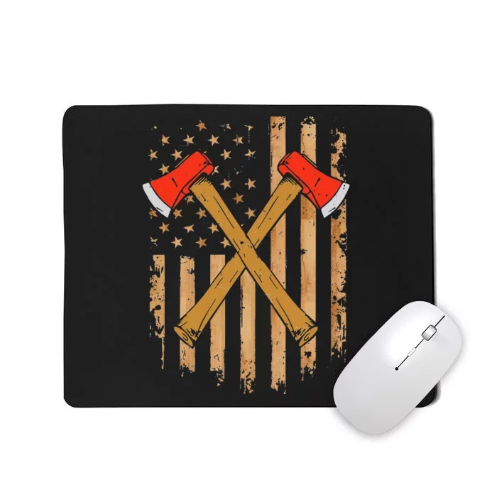 American Flag Axe Throwing Hatchet Thrower Lumberjack Mousepad