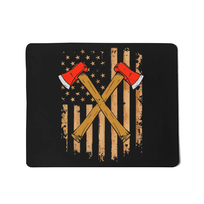 American Flag Axe Throwing Hatchet Thrower Lumberjack Mousepad