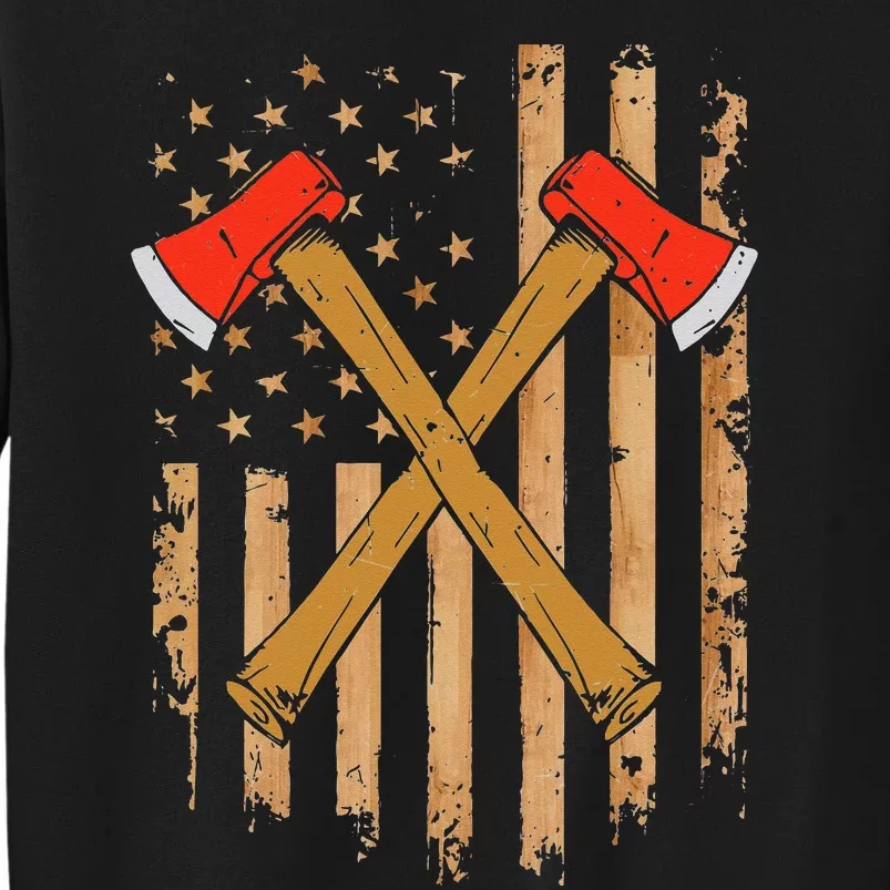 American Flag Axe Throwing Hatchet Thrower Lumberjack Tall Sweatshirt