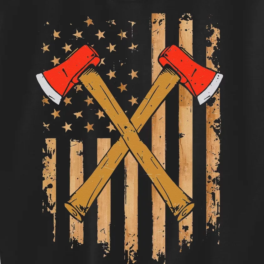 American Flag Axe Throwing Hatchet Thrower Lumberjack Kids Sweatshirt