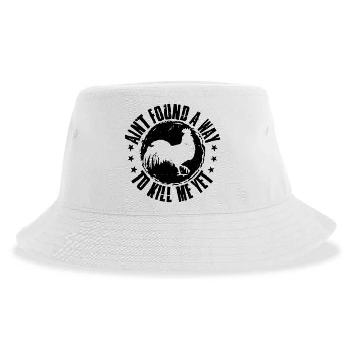 Ain't Found A Way To Kill Me Yet Vintage Rooster Sustainable Bucket Hat