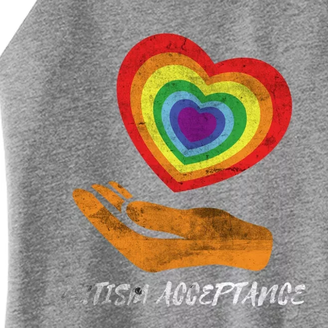 Acceptance For Autism Heart Rainbow Autism Awareness Meaningful Gift Women’s Perfect Tri Rocker Tank