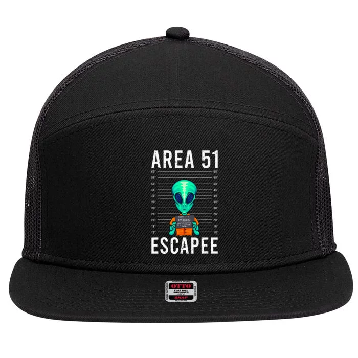 Alien Funny Alien UFO Area 51 Alien Humor Alien 7 Panel Mesh Trucker Snapback Hat