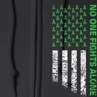 American Flag Alone Mental Health Awareness No One Fights Full Zip Hoodie