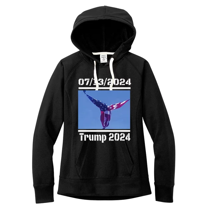 Angel Flag At Trump Rally  Trump 07132024 Miracle Women's Fleece Hoodie