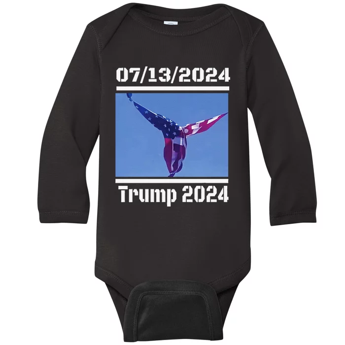 Angel Flag At Trump Rally  Trump 07132024 Miracle Baby Long Sleeve Bodysuit