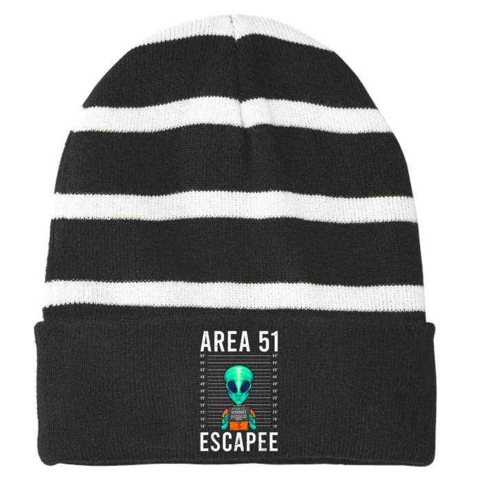 Alien Funny Alien Lover UFO Area 51 Alien Humor Alien Striped Beanie with Solid Band