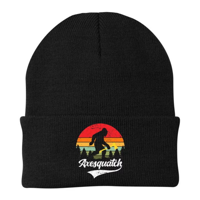 Axesquatch Funny Axe Throwing Retro Axe Thrower Knit Cap Winter Beanie