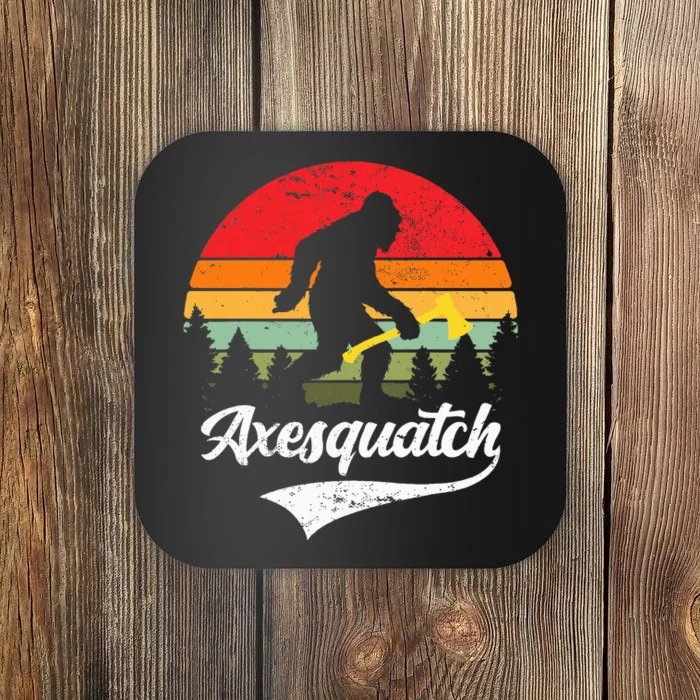 Axesquatch Funny Axe Throwing Retro Axe Thrower Coaster