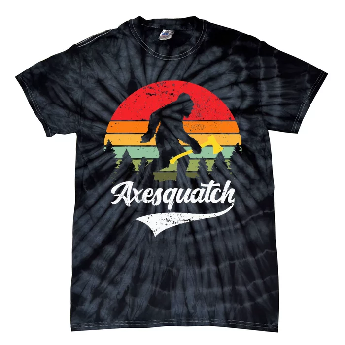 Axesquatch Funny Axe Throwing Retro Axe Thrower Tie-Dye T-Shirt