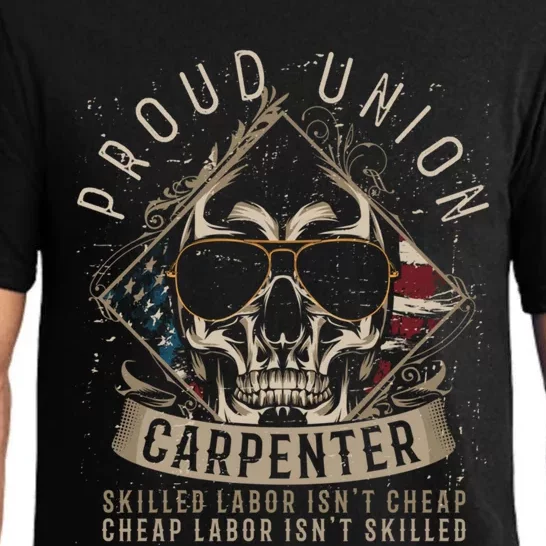 American Flag And Skull Union Worker A Carpenter Gift Pajama Set