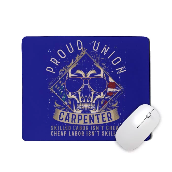 American Flag And Skull Union Worker A Carpenter Gift Mousepad