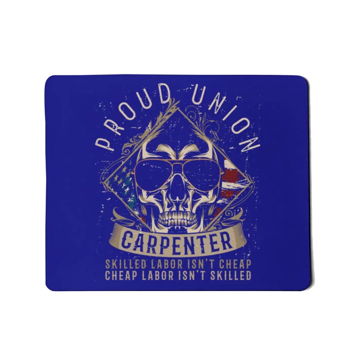 American Flag And Skull Union Worker A Carpenter Gift Mousepad