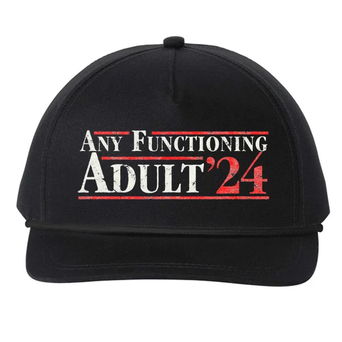 Any Functioning Adult 2024 Funny Retro Election Logo Snapback Five-Panel Rope Hat