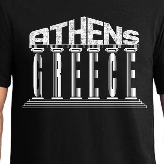 Athens Funny Acropolis Greece Typography Traveler Souvenir Cool Gift Pajama Set