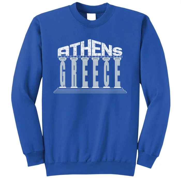 Athens Funny Acropolis Greece Typography Traveler Souvenir Cool Gift Tall Sweatshirt