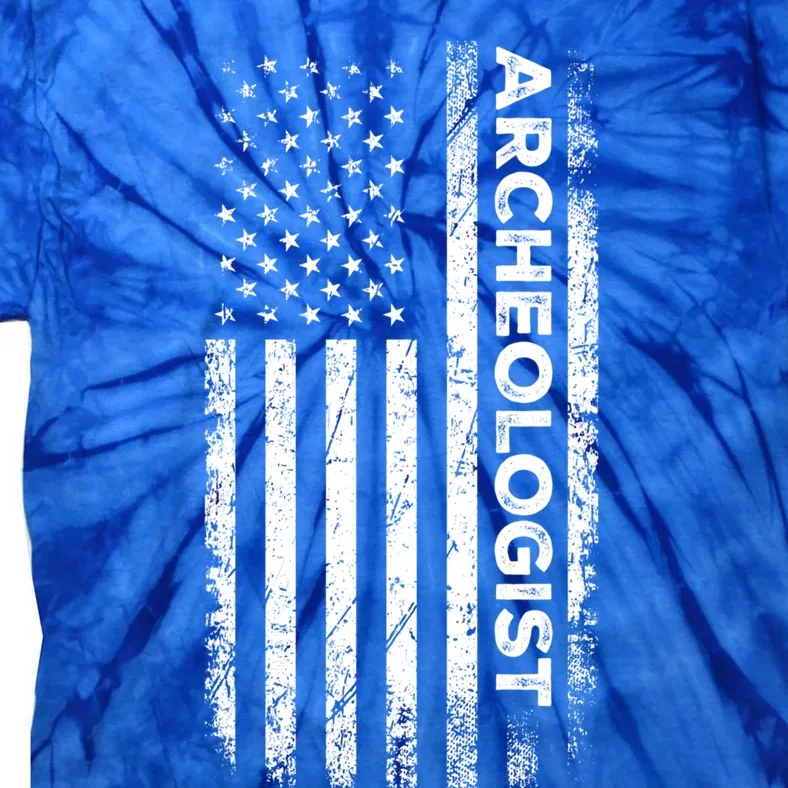 American Flag Archaeologist Funny Archaeology Gift Tie-Dye T-Shirt