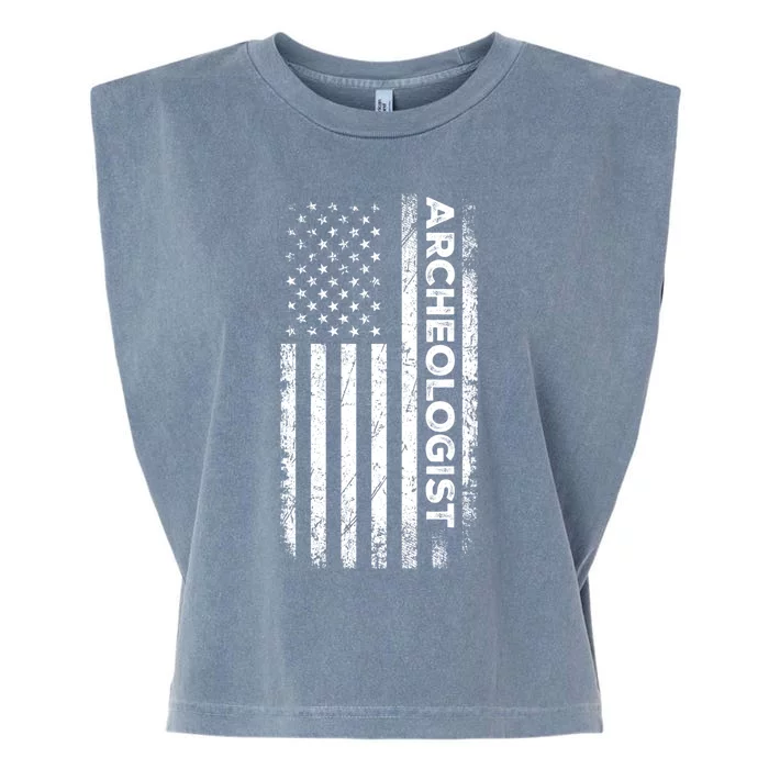 American Flag Archaeologist Funny Archaeology Gift Garment-Dyed Women's Muscle Tee