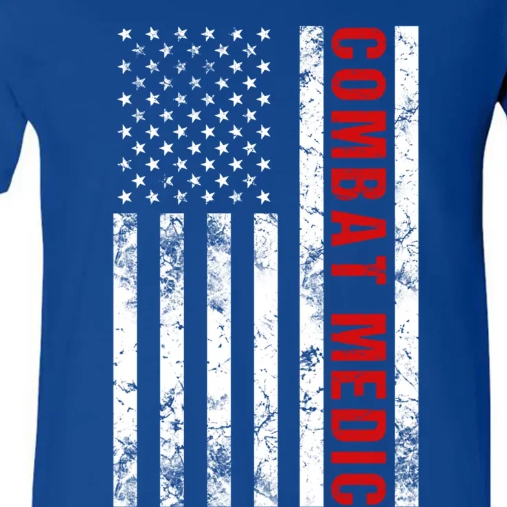 American Flag Army Combat Medic Great Gift V-Neck T-Shirt